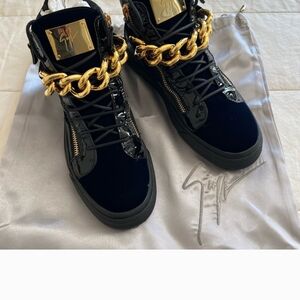 Giuseppe Zanotti Chained Black and Gold Athletic Shoes